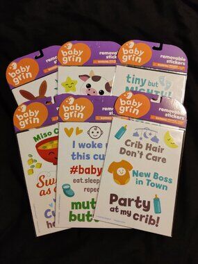 Baby Grin Removable Stickers NIP Lot of 6
